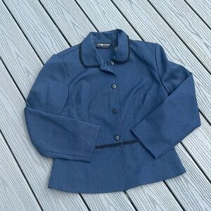 Dark Blue Blazer with Ribbon Details